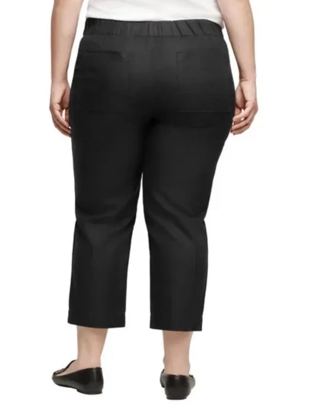 New Banana Republic Women’s Black Elastic-Waist Tapered Crop Pull-On Pants XXL